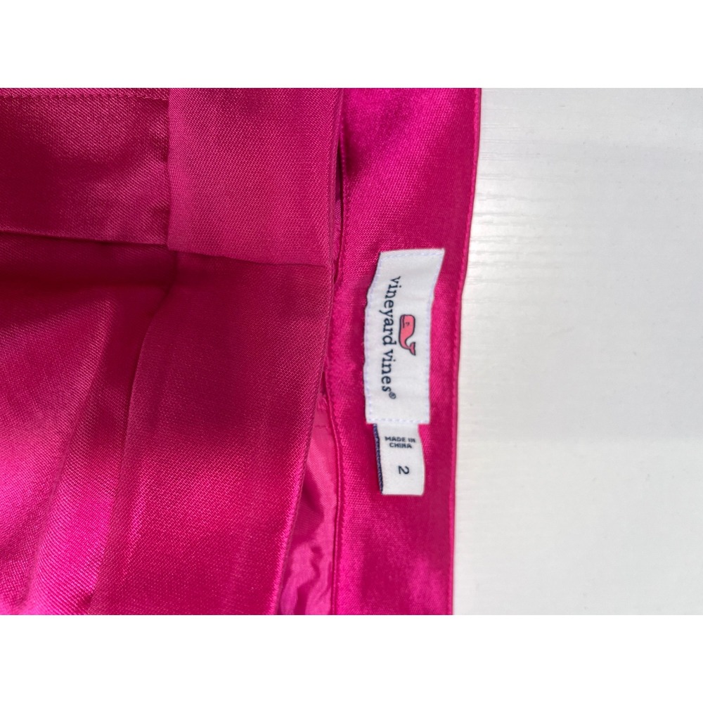 Vineyard Vines Womens Hot Pink Satin Straight Leg Dress Pants Size 2 Fuchsia - Picture 2 of 9